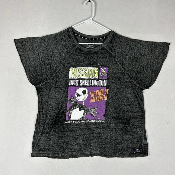 Nightmare Before Christmas Shirt Girls XL Gray Stonewashed Jack Skellington Tee - Picture 1 of 9